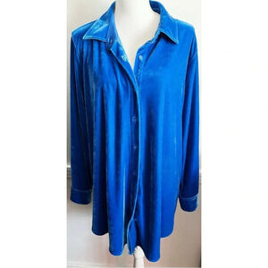 Soft Surroundings • Blue Velvet Boyfriend Tunic Long Sleeved